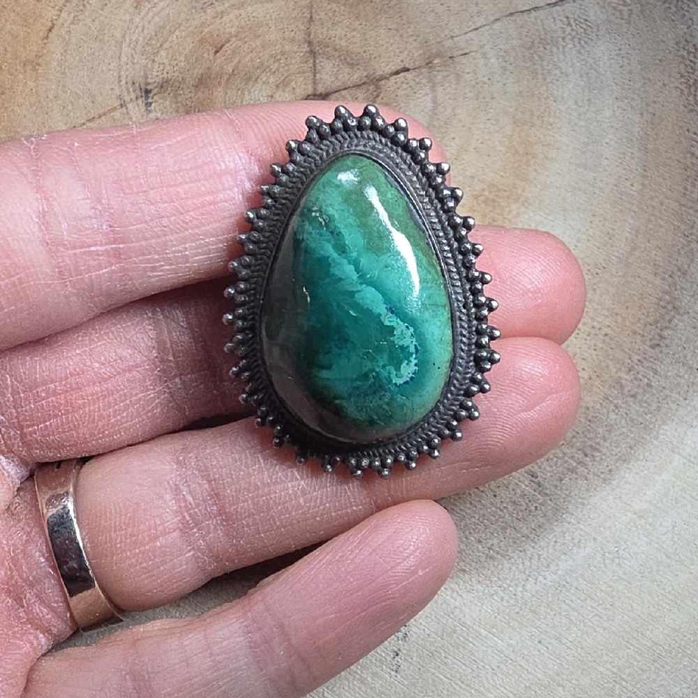 vintage malachite or Eilat stone brooch/pendant